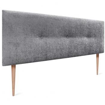 Cabecero Tapizado de Lana Natural con Botones y Patas, 150x105cm, Color Gris - Winter Luxury