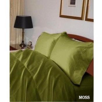 Elección de algodón egipcio de lino británico 300-estándar de satén de la funda de edredón y pillowcoase., Moss Solid, doble