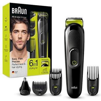 Braun MGK3021 Máquina Recortadora 6 en 1 Barba y Cortapelos Vello de Nariz