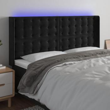 Cabecero LED negro de terciopelo 203x16x118/128 cm