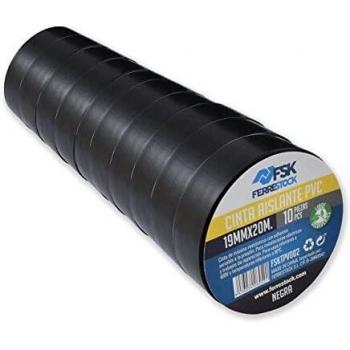 Cinta aislante PVC 19mmx20m negra pack 10 unidades