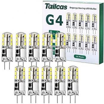 G4 LED Bulbo 1.5W AC/DC 12V, Capsule LED Equivalente a 20W Bombillas Halógenas, Blanco Frio 6000K 180LM No Regulable, Ángulo de haz de 360°, Paquete de 10