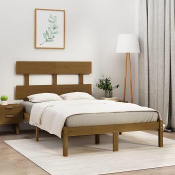 Estructura de cama madera maciza ámbar redondo 120x200 cm, pino marrón miel