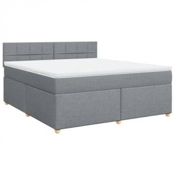 Cama box spring con colchón tela gris claro 180x200 cm