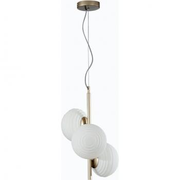 Lámpara Colgante Ripple de Metal Oro con 3 Difusores de Vidrio, 165x32,5 cm, E27