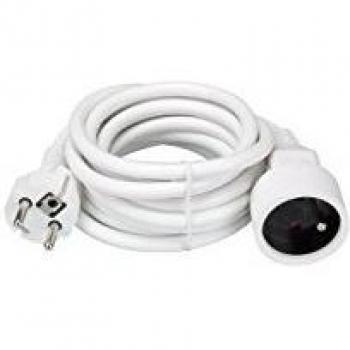 Cable Prolongador Perel - 3 Metros - Blanco - 3g1.5 - Toma de Tierra