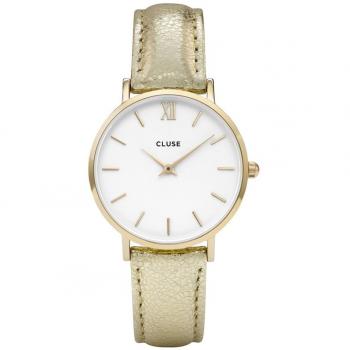 Reloj de Cuarzo Femenino Cluse Minuit Dorado con Esfera Blanca