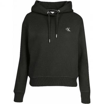 Calvin Klein Jeans Women's Black Embroidered Hoodie XS - Casual Cotton-Polyester Blend