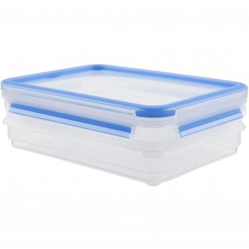 Tefal K30288 recipiente de almacenar comida Caja Rectangular 0,6 L Azul, Transparente 2 pieza