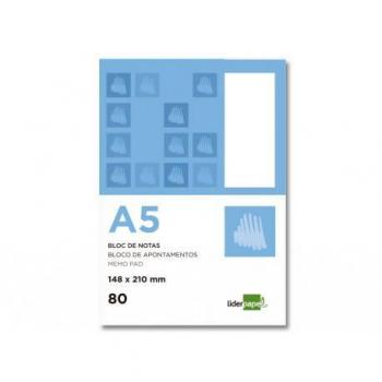 Bloc de Notas Liderpapel Liso A5 80 Hojas 60g/m2 Perforado