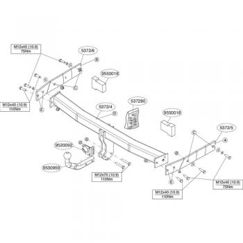 Enganche de Remolque Fijo Brink 537200 con Cabeza Esférica para Seat y VW