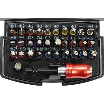 Destornillador de puntas Yato YT-04622 con punta intercambiable, fabricado en acero al cromo vanadio, longitud total de 150 mm, mango antideslizante y diseño ergonómico
