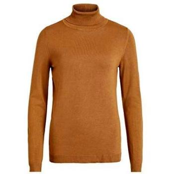 Vila Vibolonia Knit L/s Rollneck Top-Noos Camiseta Cuello Alto, Beige