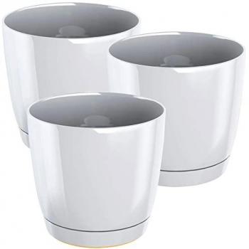 Maceta Redonda de Plástico Blanco Coubi P 13.5x13.5x12.4cm Resistente para Interior y Exterior