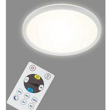 Panel LED Slim Briloner 18W con Control Remoto, Dimmable y Temperatura de Color Ajustable (2700K-6500K), Efecto de Retroiluminación, Diámetro 29 cm, Blanco