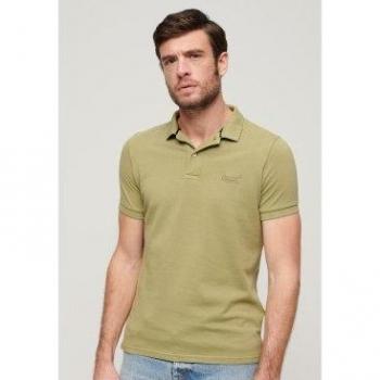Superdry Vintage Destroy Short Sleeve Polo Shirt - Olive Khaki - Men's Size S