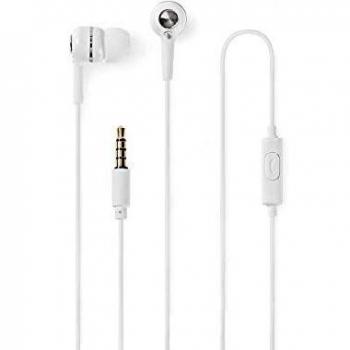 Nedis - Auriculares con Cable - In-Ear - Cable Redondo de 1,2 m - Micrófono Integrado - Manos Libres - Blanco