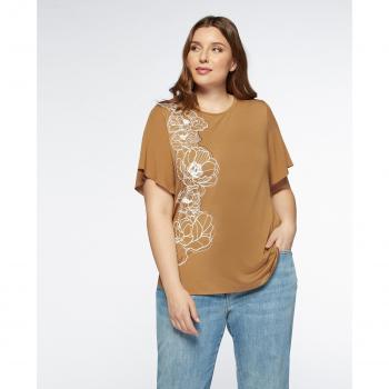 Camiseta de mujer Fiorella Rubino con estampado floral, manga corta y diseño posicional