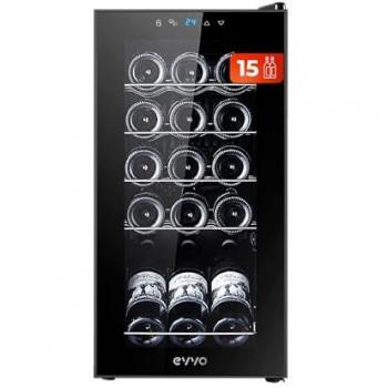 Vinoteca Evvo VT15 Compresor Táctil para 15 Botellas, Silenciosa (41 dB), Rango de Temperatura 5-18ºC