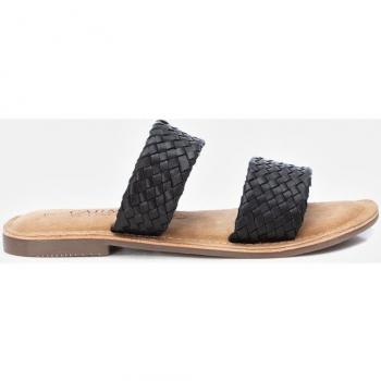 Sandalias planas de piel para mujer con detalle de trenzado y suela antideslizante