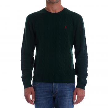 Ralph Lauren Mod. 710719546 MAGLIE Girocollo Treccie Custom fit Uomo College Green S