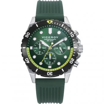 Reloj Viceroy Hombre Heat 401367-67 - Verde, 3 Agujas, Correa Silicona, Acero, Caja de Acero con Bisel Giratorio
