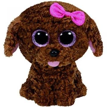 TY- Perro Peluche, juguete, Color marrón, 23 cm