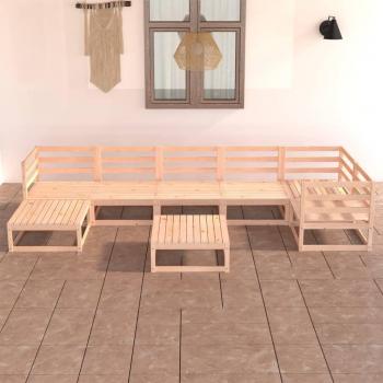 Sofá de jardín Set 8 piezas de madera maciza de pino con cojines