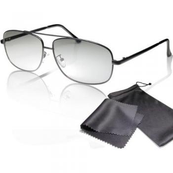Gafas 3D grandes de aviador - pasiva para RealD - Polarizadas circular - Con estuche y paño de microfibra - Compatible con Cinema 3D de LG, Easy 3D de Philips, televisores 3D con polarización circular de Toshiba, Grundig, Sony, Panasonic y RealD en los 