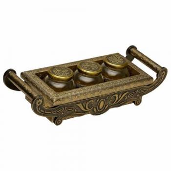 Bandeja de Metal Repujado a Mano 43x17 cm - Diseño Elegante y Resistente