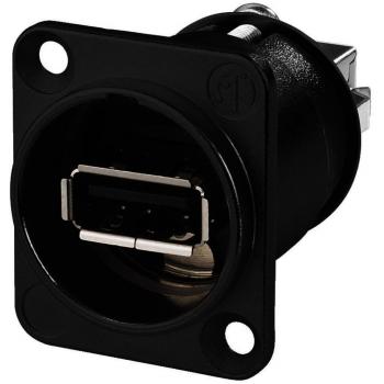 Neutrik NAUSB-W-B Reversible USB 2.0 Chassis Connector, Black