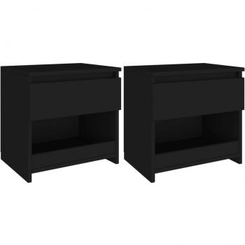 Mesitas de noche 2 uds madera contrachapada negro 40x30x39 cm