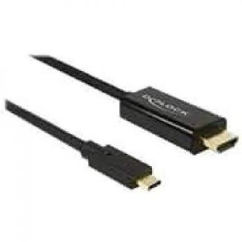 Adaptador de cable de vídeo DeLOCK 85290 USB Tipo C a HDMI 1 m Negro, soporte DP Alt Mode, resolución 4K a 60 Hz