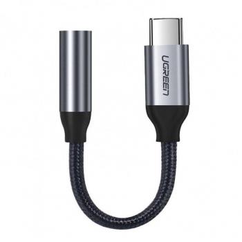 Adaptador Ugreen USB-C a Jack 3.5mm - Audio de Alta Calidad, 10cm, Color Gris
