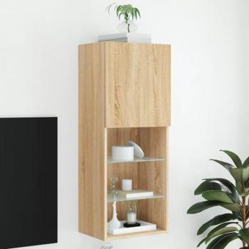 Mueble para TV con luces LED 40,5x30x102 cm, Mueble de Salón, Mueble TV en Roble Sonoma, Color Marrón