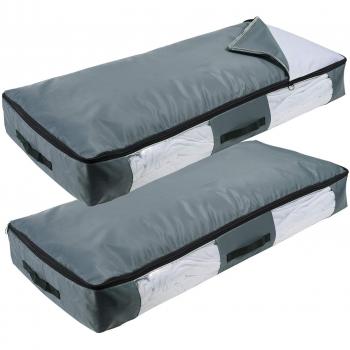 Lifewit 2 Piezas Bolsa de Almacenamiento Debajo de la Cama de Tela Oxford Gruesa Plegable Organizador de Edredones Manta Ropa de Polvo con la Cremallera