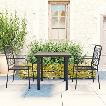 3-Piece Black Glass and Steel Garden Dining Set
