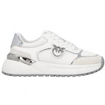 Pinko Women's Gem 01 White Leather Sneakers
