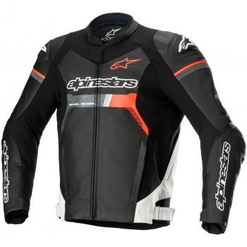 Chaqueta de Moto Alpinestars GP Force - Cuero Alta Calidad Negro-Blanco-Rojo (Tamaño 52)