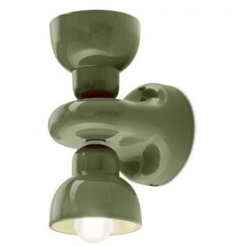 Aplique de pared Berimbau, verde salvia, 2 luces