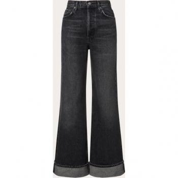 Agolde Wide-leg Cotton Jeans with Rolled Hems, Female, Blue, Size: W26; Agolde Dame Jean In Ditch, Gray Female, Size: W26