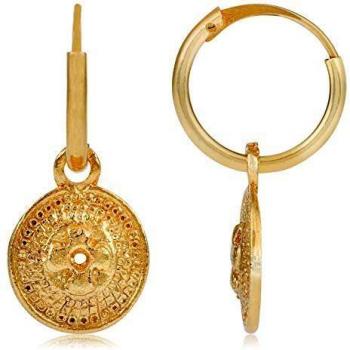 Córdoba Jewels | Pendientes en plata de ley 925 bañada en oro con zirconita con diseño Arito Chapa Gold