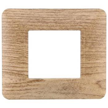 Placa de Plástico 2 Módulos Color Madera Clara Serie Solar Compatible BTicino Matix