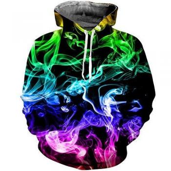 Goodstoworld Sudadera con Capucha 3D para Hombre y Mujer Sudadera con Capucha de Humo de Colores fríos Sudadera con Capucha Jersey térmico con cordón para Adultos XXL