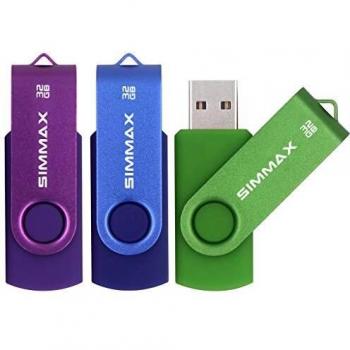 SIMMAX Memorias USB 3 Piezas 32GB USB 2.0 Stick Giratoria Flash Drive Pendrives Almacenamiento Datos