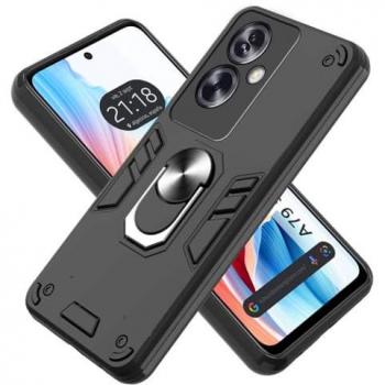 Funda Tough Armor Negra con Anillo Giratorio para Oppo A79 5G
