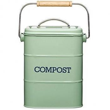 KitchenCraft Living Nostalgia Metal Kitchen Compost Bin,Sage Green