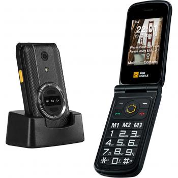 Teléfono Móvil AGM M8 Flip Desbloqueado para Personas Mayores con Botones Grandes, 4G, Doble SIM y Función SOS, Color Negro