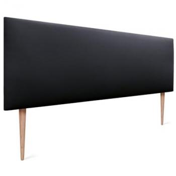 Cabecero Tapizado de Polipiel Negro AQUALINE Liso con Patas para Camas 120/135/140 (145x105cm)
