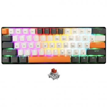 Teclado Mecánico 60% Media-Tech MT1258 con Retroiluminación en Negro, Naranja y Gris